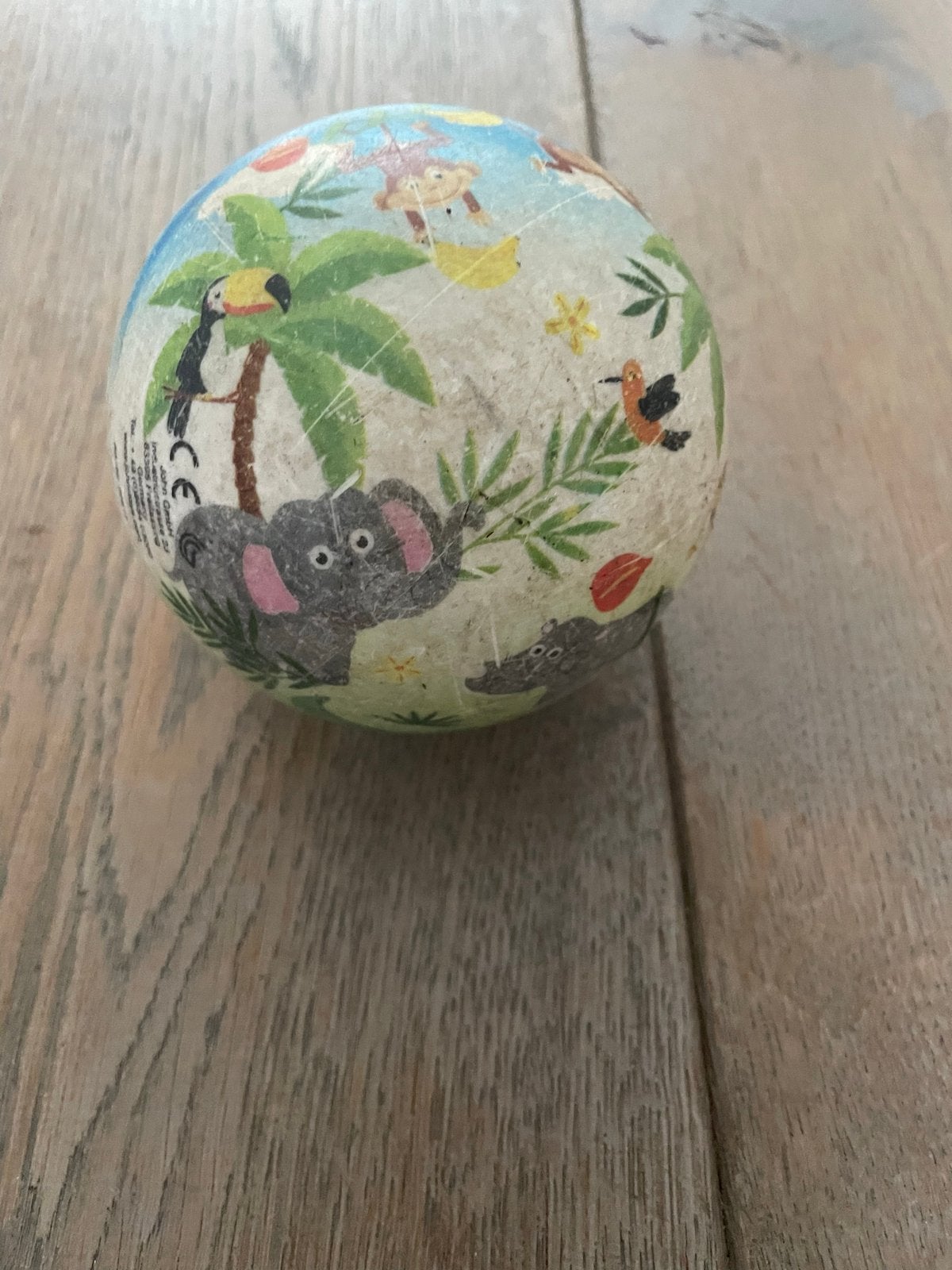 Bal met jungle dieren, 10 cm, Ophalen of Verzenden, Gebruikt, Overige typen