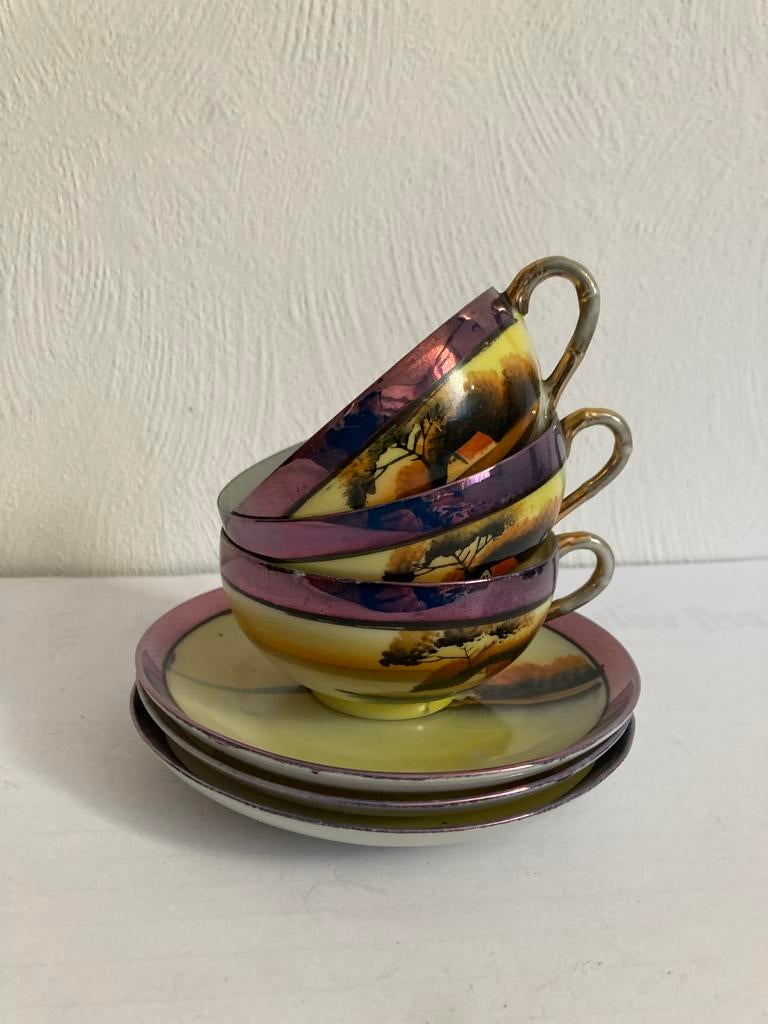 3 Chinese Eierschaal Kopjes en Schoteltjes., Antiek en Kunst, Antiek | Servies los, Ophalen of Verzenden