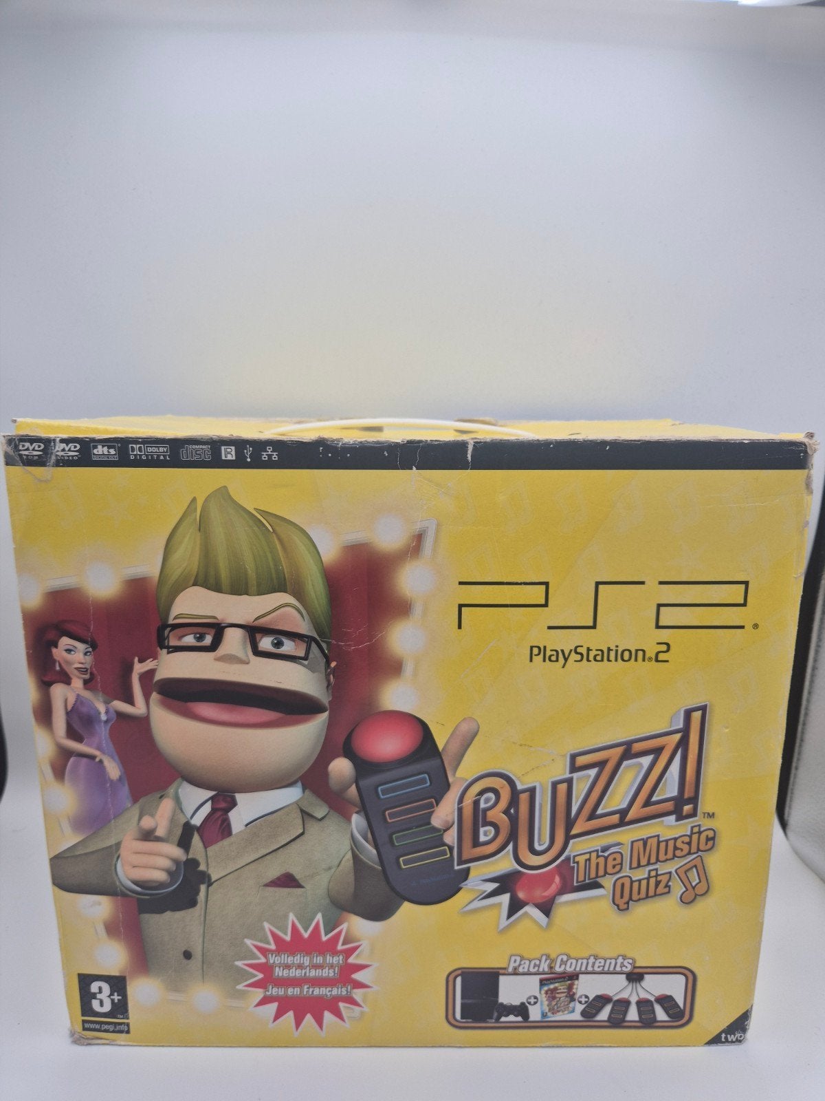 Sony PlayStation 2 Slim met Buzz! The Music Quiz, Spelcomputers en Games, Gebruikt, Support@playstation.com, Ophalen of Verzenden