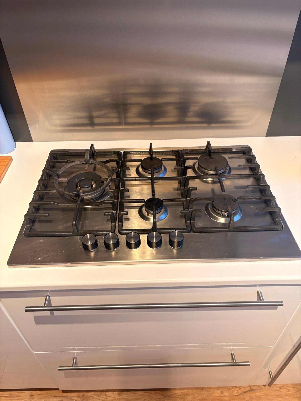IKEA ELDSLÅGA 5-pits gaskookplaat met wokbrander 75 cm breed, Ophalen, Zo goed als nieuw, Inbouw, Gas
