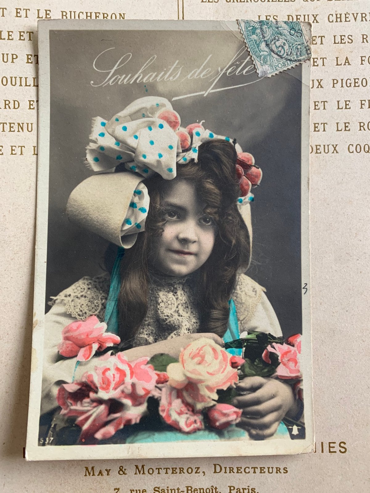 1905 Souhaits de Fête - meisje met lang haar (EL), Ophalen of Verzenden, Voor 1920, Gelopen, Kinderen