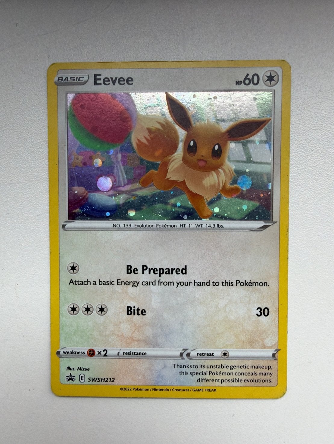 Pokémon Eevee SWSH212 Promo Kaart, Ophalen of Verzenden, Zo goed als nieuw, Losse kaart, Foil