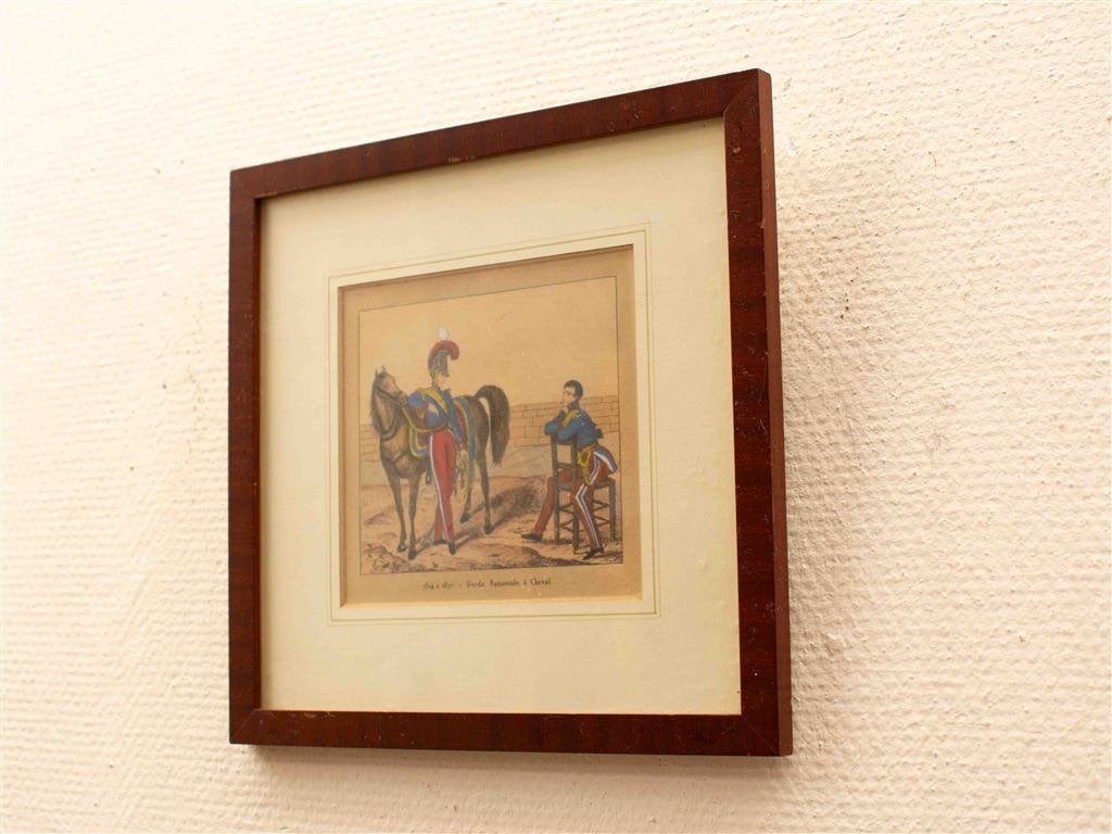 Prent 1814 A 1827-Garde Nationale a Cheval 38552, Ophalen of Verzenden, Voor 1940, Gebruikt, Overige onderwerpen