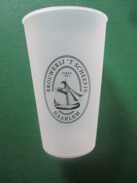 plastic beker brouwerij t Scheepje Haarlem, Verzamelen, Biermerken, Ophalen, Nieuw, Glas of Glazen, Overige merken