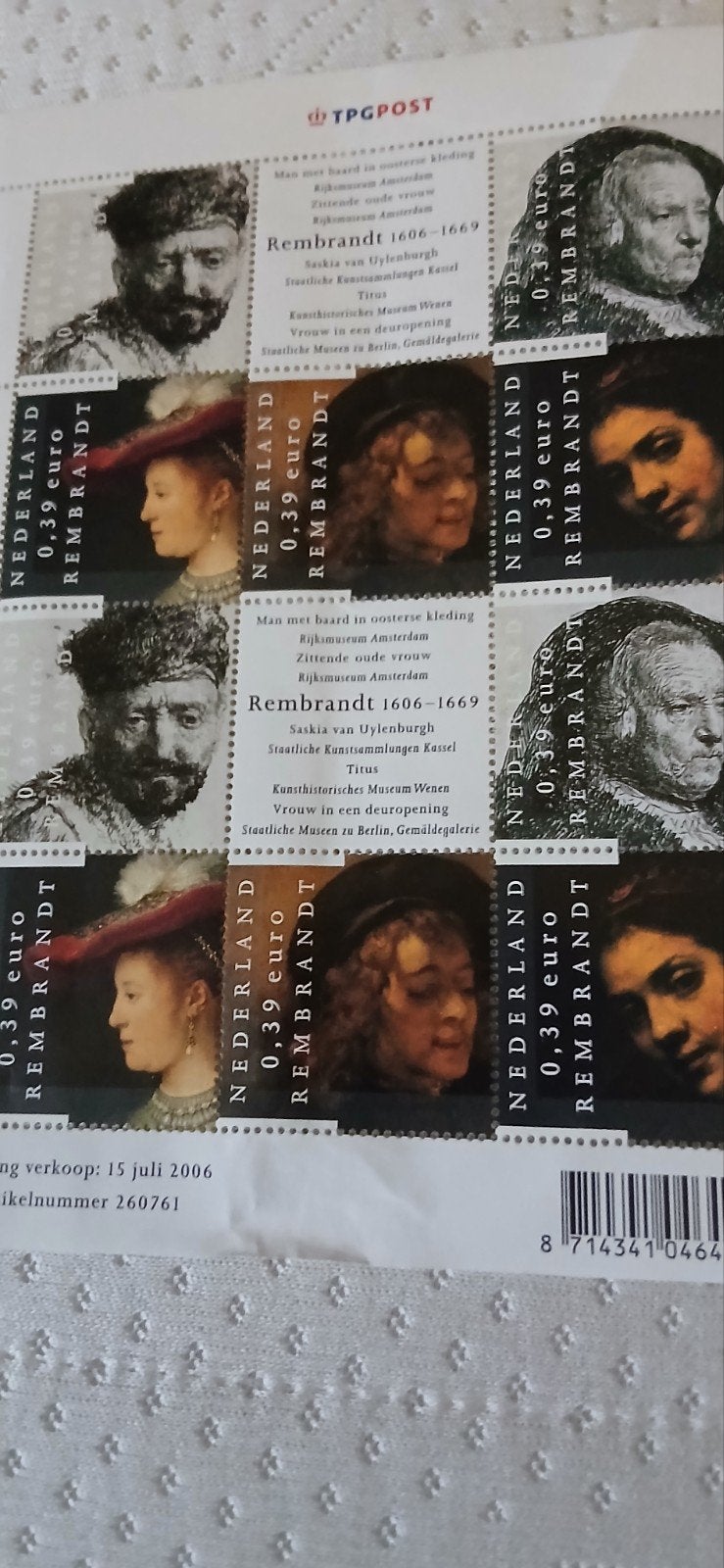 Rembrand postzegels, Ophalen