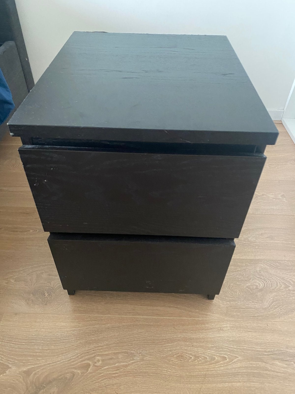 Ikea Malm nachtkastje zwart, Ophalen of Verzenden, Zo goed als nieuw, Minder dan 45 cm, Minder dan 55 cm