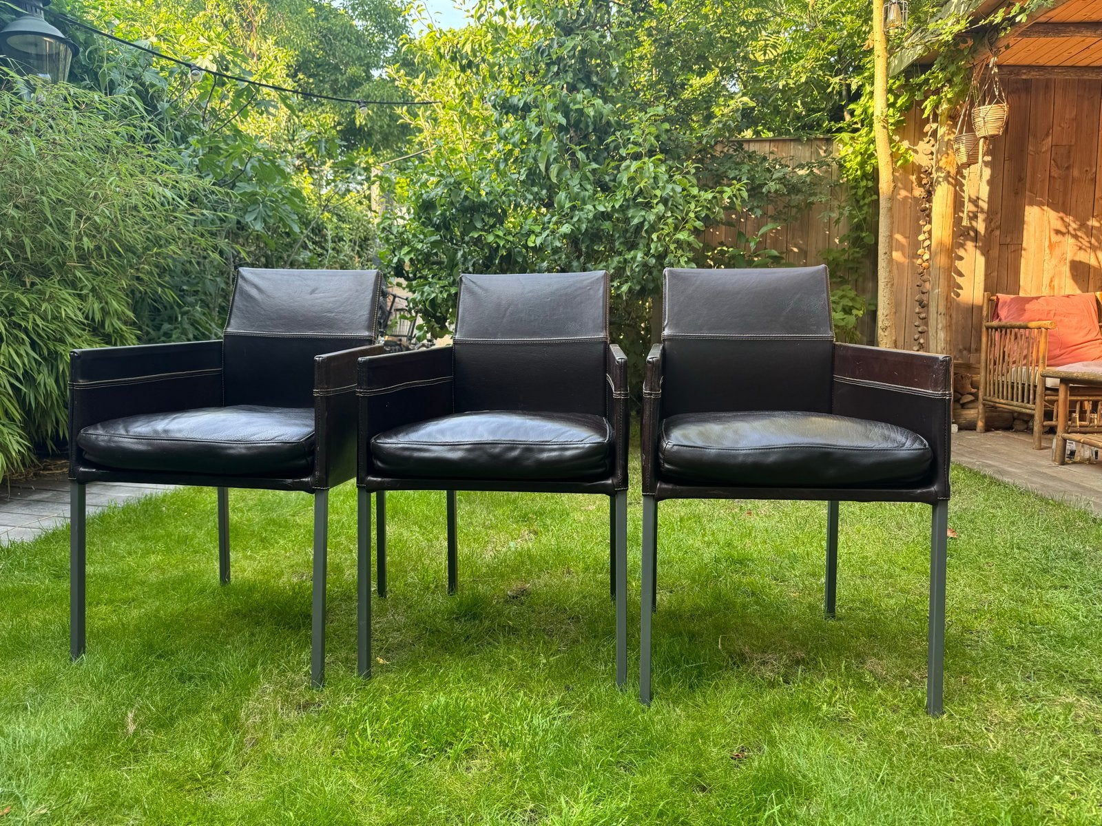 3 Design stoelen.  KFF Texas stoelen -, Ophalen, Leer, Zo goed als nieuw, Modern