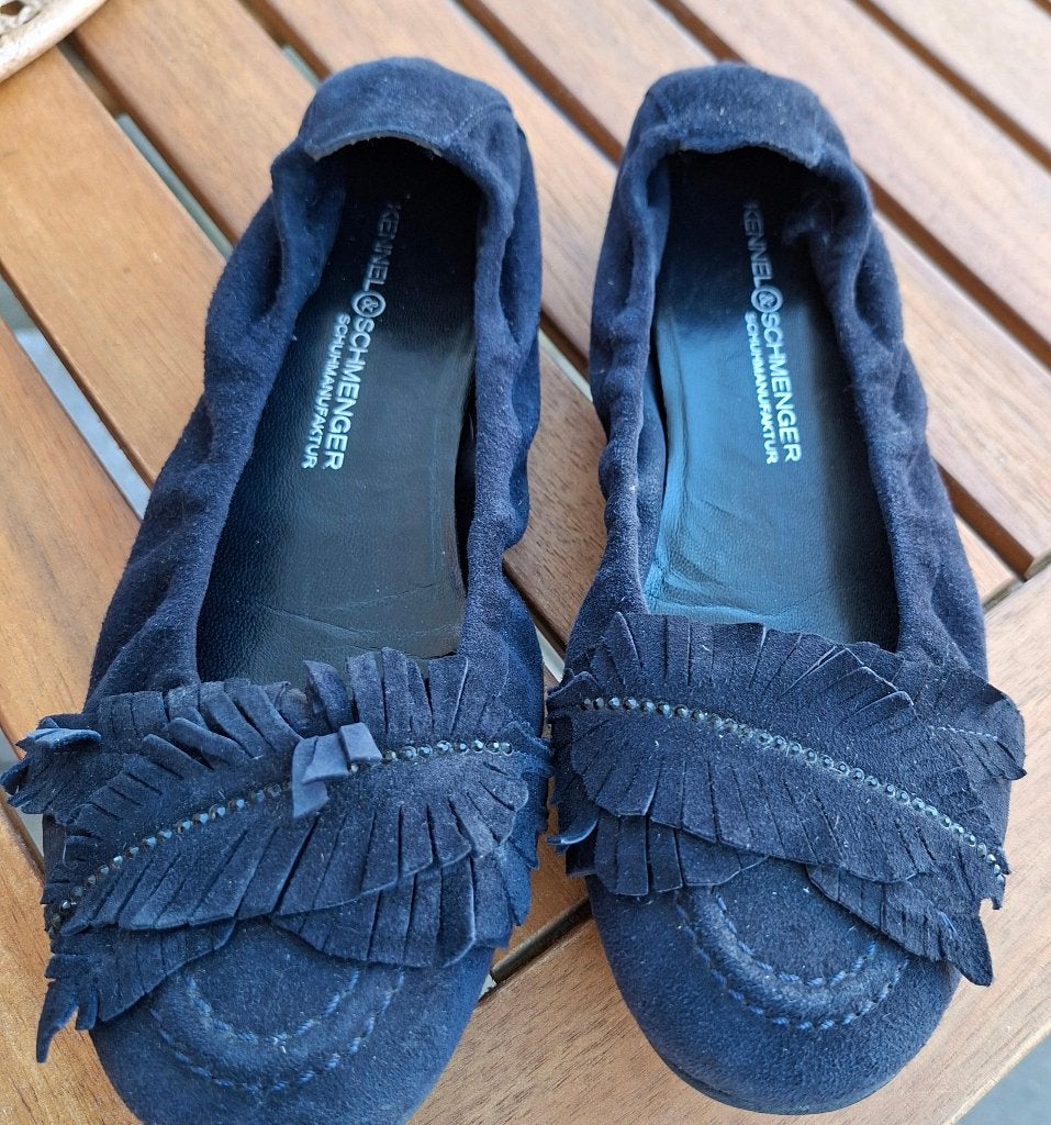 Donkerblauwe suede ballerina's Kennel & Schmenger 37 ZGAN, Kleding | Dames, Schoenen, Ballerina's, Zo goed als nieuw, Kennel & Schmenger
