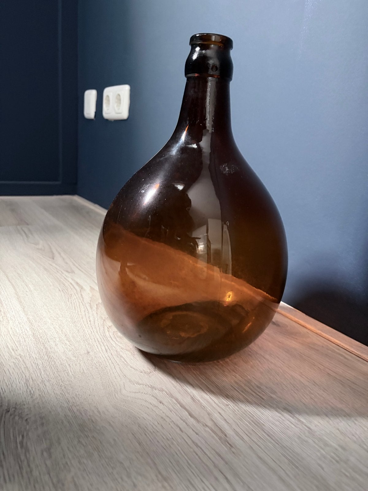 Glazen sierfles - Vintage bruine fles (H30 B20), Ophalen of Verzenden, Bruin, Glas