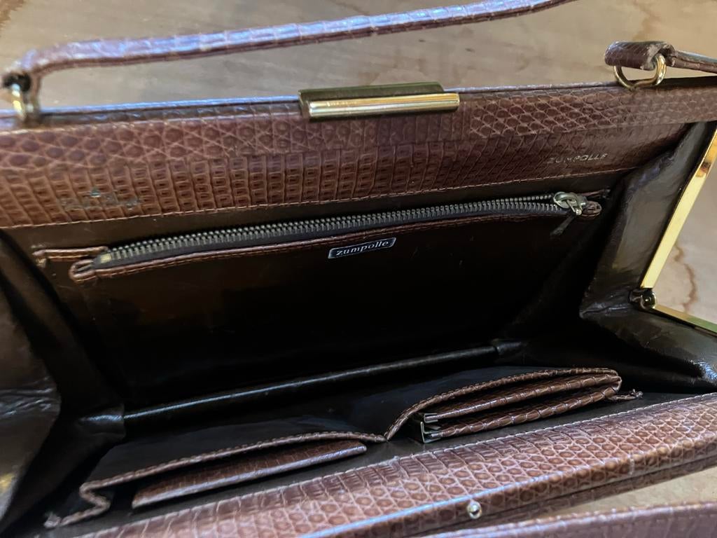 Vintage handtas Zumpolle, Sieraden, Tassen en Uiterlijk, Tassen | Damestassen, Ophalen, Gebruikt, Bruin, Handtas