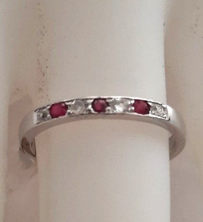 Exclusieve Platina (950) Alliance ring met Diamant & Robijn, Ophalen, Overige materialen, Dame, Zilver