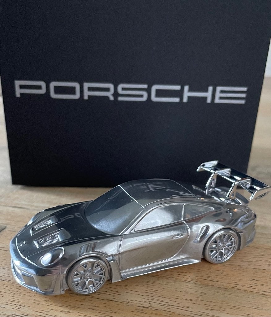 Porsche (992) GT3RS  chroom aluminium paperweight, Ophalen of Verzenden, Nieuw, Auto, Overige merken