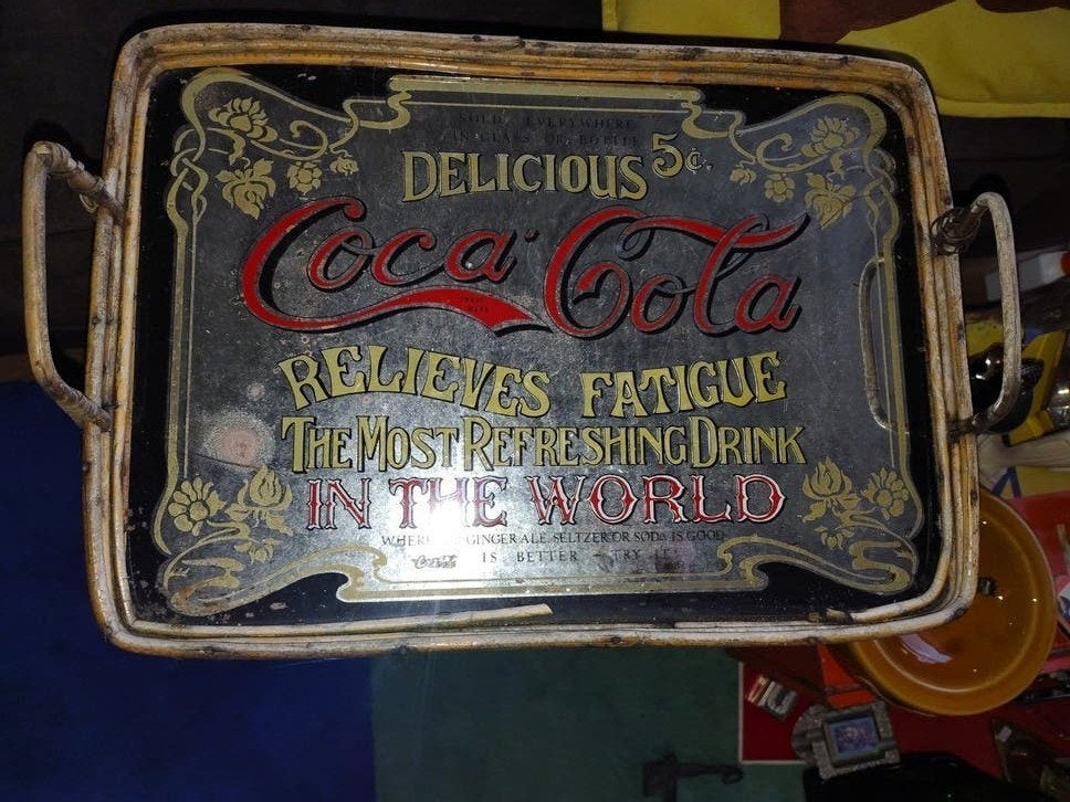 Vintage Coca-Cola Reclame-Dienblad / Spiegel - Jaren '60/'70, Verzamelen, Ophalen of Verzenden, Gebruikt