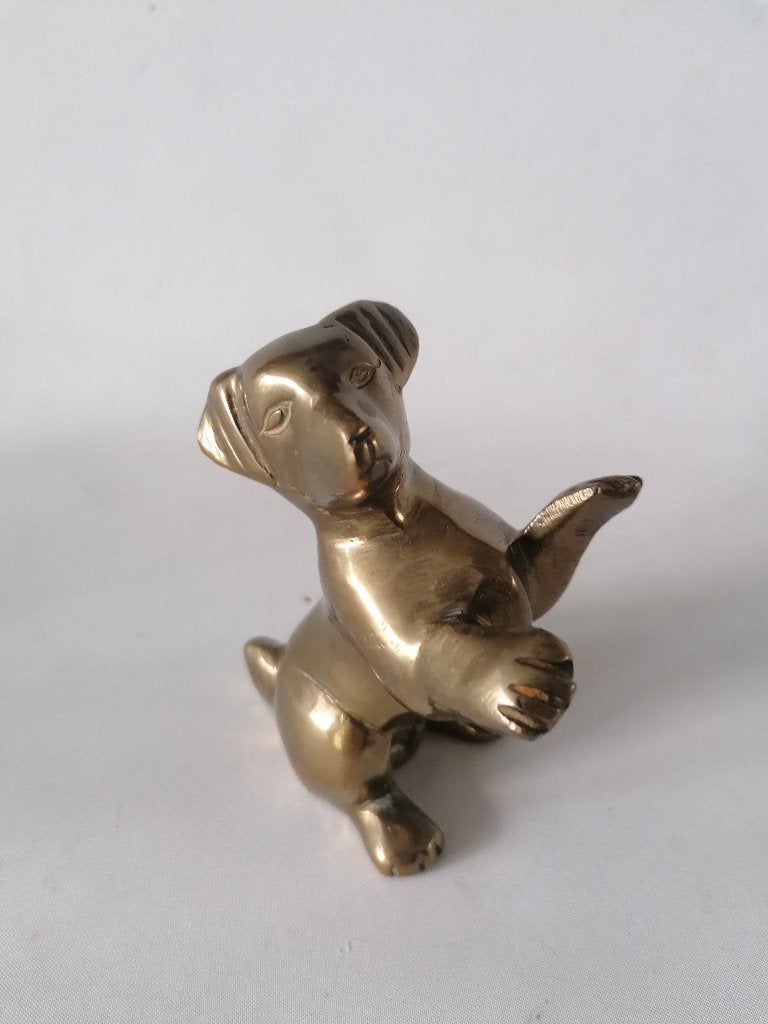 koperen messing hondje 9 cm hoog izgst, Ophalen of Verzenden, Koper