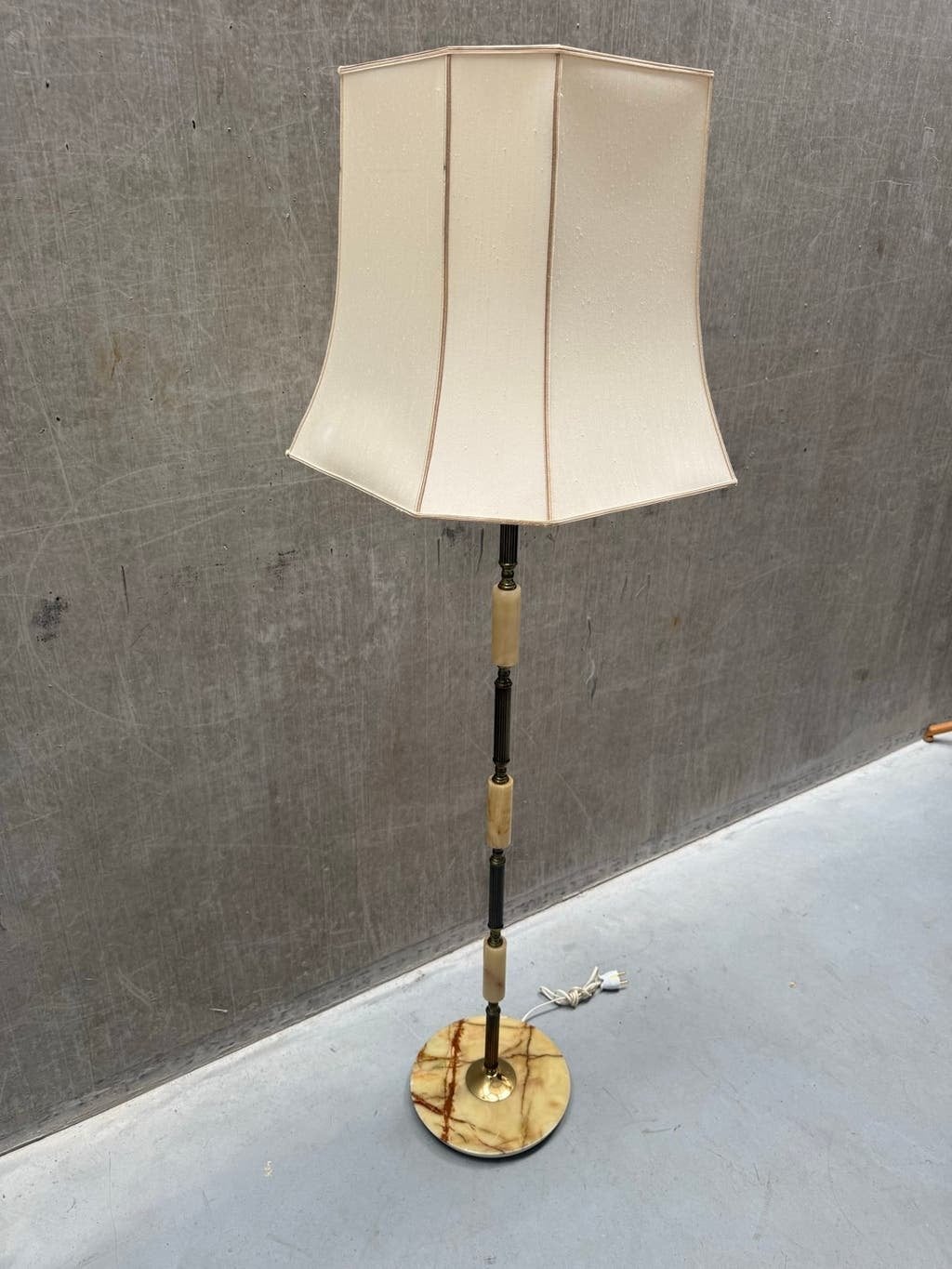 Vintage Vloerlamp Messing met Onyx Marmer, Huis en Inrichting, Gebruikt, X, Metaal, 150 tot 200 cm