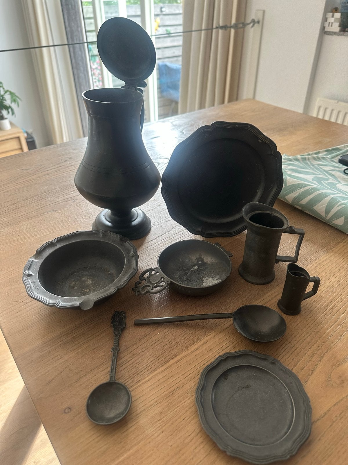 Antiek tinnen items - Diverse stukken, Ophalen
