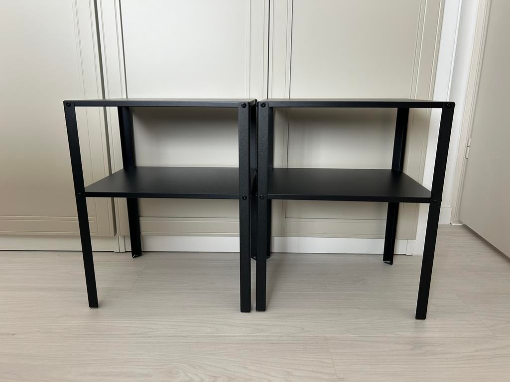 2 IKEA KNARREVIK Nachtkastjes, zwart, 42x34 cm, Huis en Inrichting, Ophalen, Zo goed als nieuw, Minder dan 45 cm, Minder dan 55 cm
