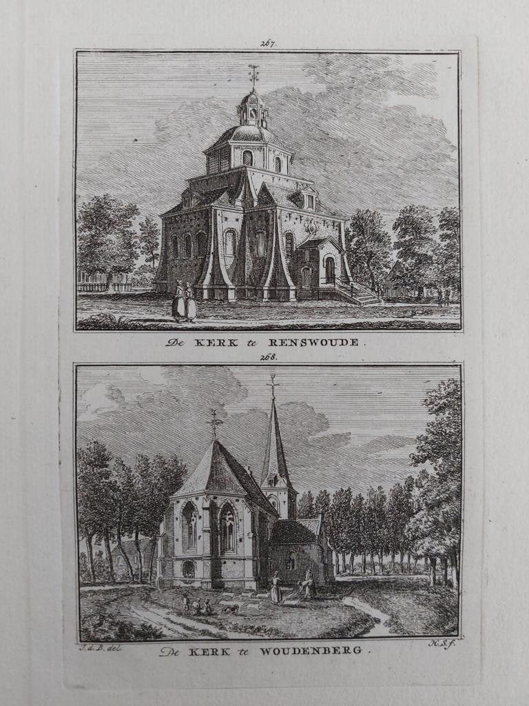 267-268 / Kerk Renswoude en Kerk van Woudenberg, Antiek en Kunst, Kunst | Etsen en Gravures, Ophalen of Verzenden