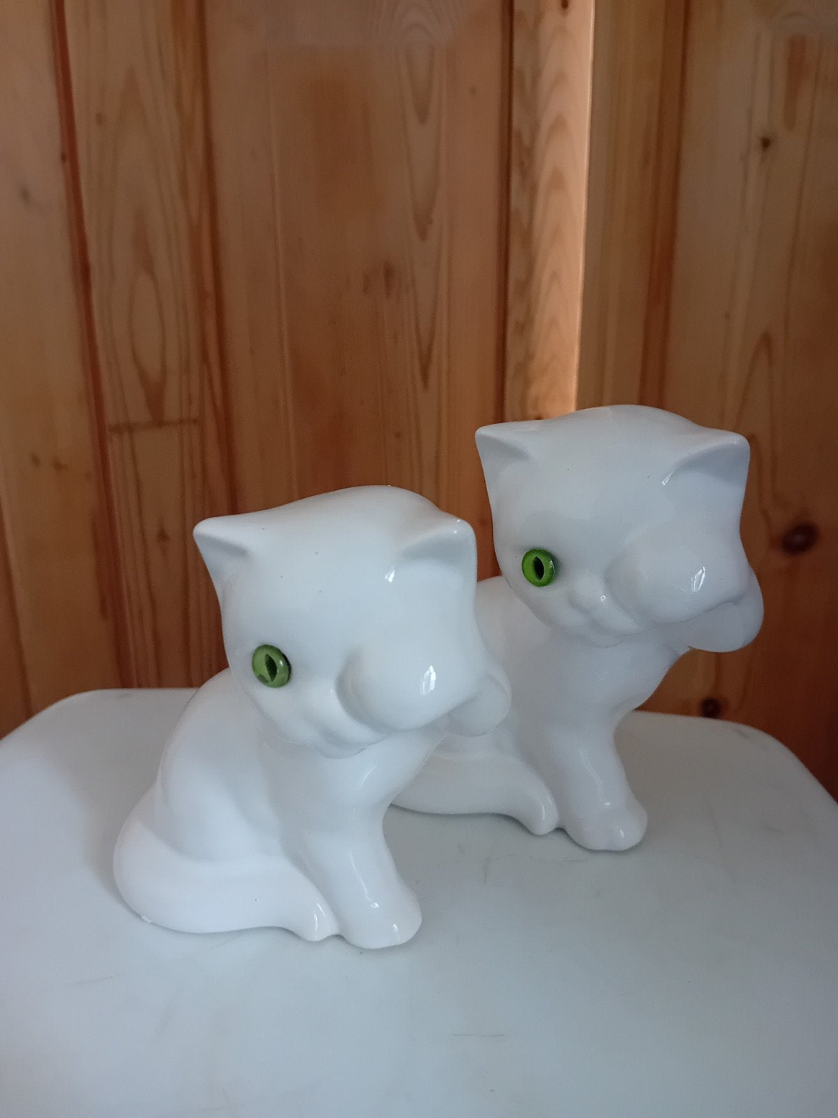 Set van 2 vintage kattenbeeldjes kat met kitten, Ophalen, Zo goed als nieuw, Dier
