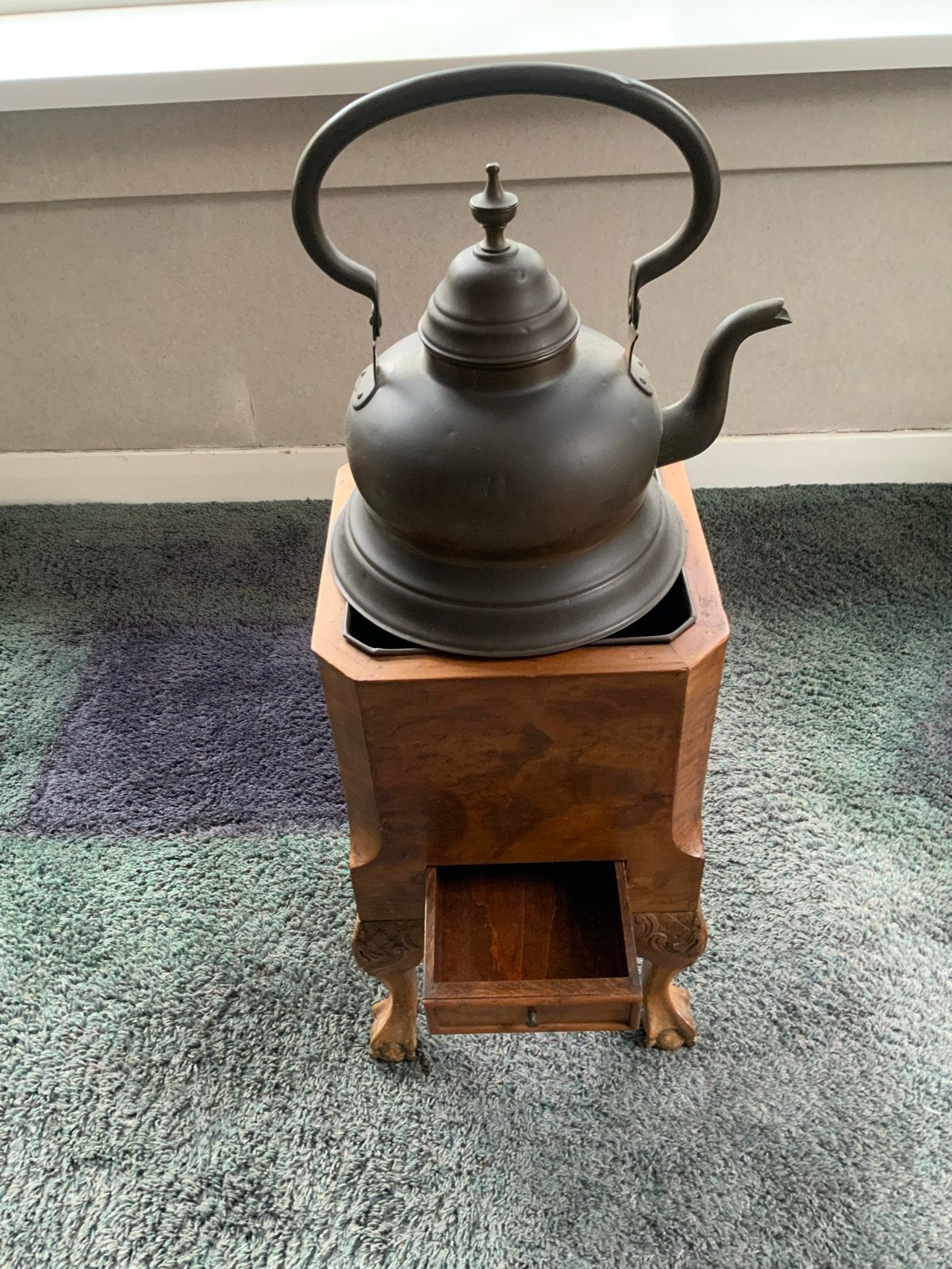 Antieke theestoof met koperen theepot, Antiek en Kunst, Ophalen