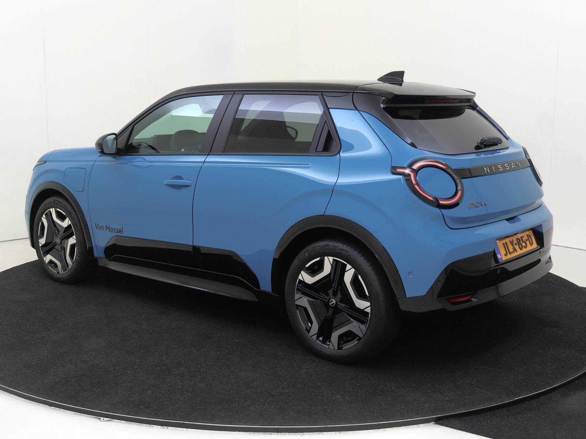 Nissan Micra 52 kWh ADVANCE A/T Metallic lak | 18 inch wiele, Auto's, 150 pk, Blauw, Leder en Stof, Origineel Nederlands