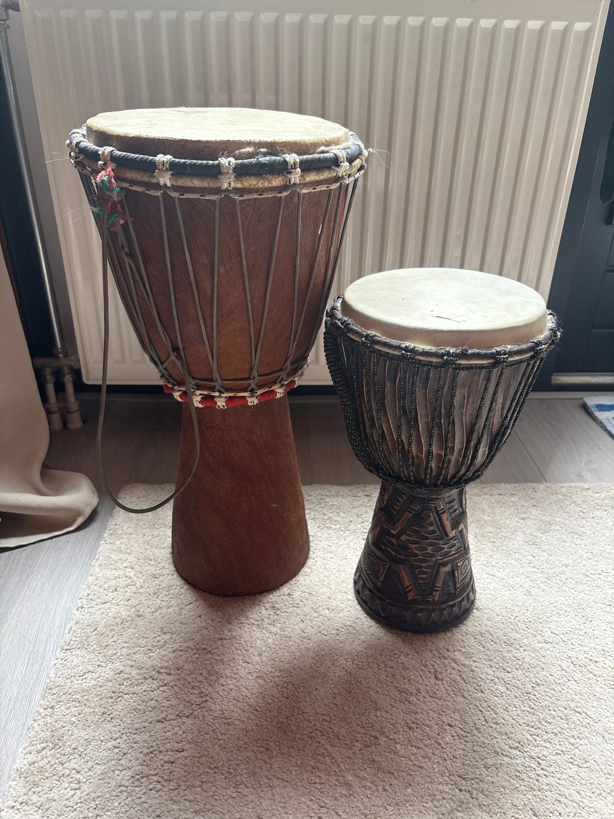 Set van 2 Djembe trommels - Afrikaanse percussie, Muziek en Instrumenten, Ophalen, Gebruikt, Overige merken