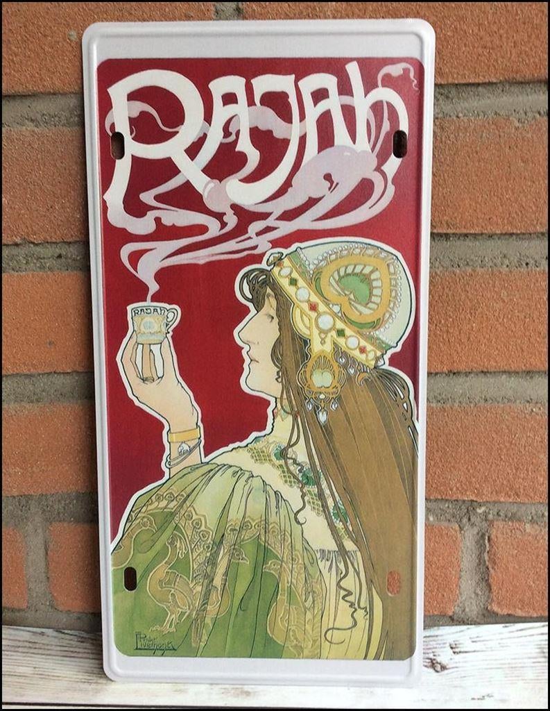 PRIVAT LIVEMONT RAJAH Jugendstil kunst Metalen wandbord, Verzenden