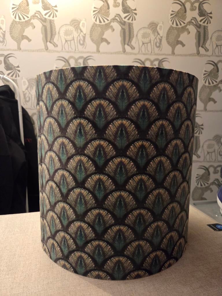 Luxe lampenkap pauwen motief, Ophalen of Verzenden, Zo goed als nieuw, Rond, 25 tot 50 cm