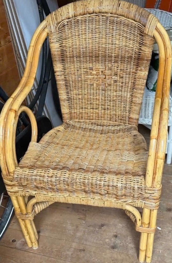 stoel bamboe vintage retro, Ophalen, Gebruikt, Bruin, Riet of Rotan