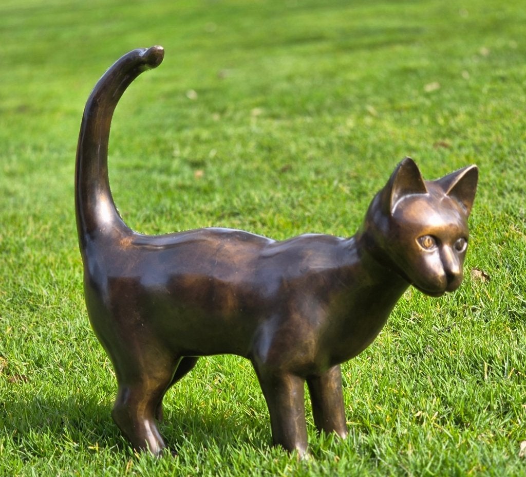 GROTE POES / KAT / BRONZEN TUINBEELD / Brons, Dierenbeeld, Nieuw, Info@huisentuindecoratiemarie.nl, Huis en tuin decoratie marie