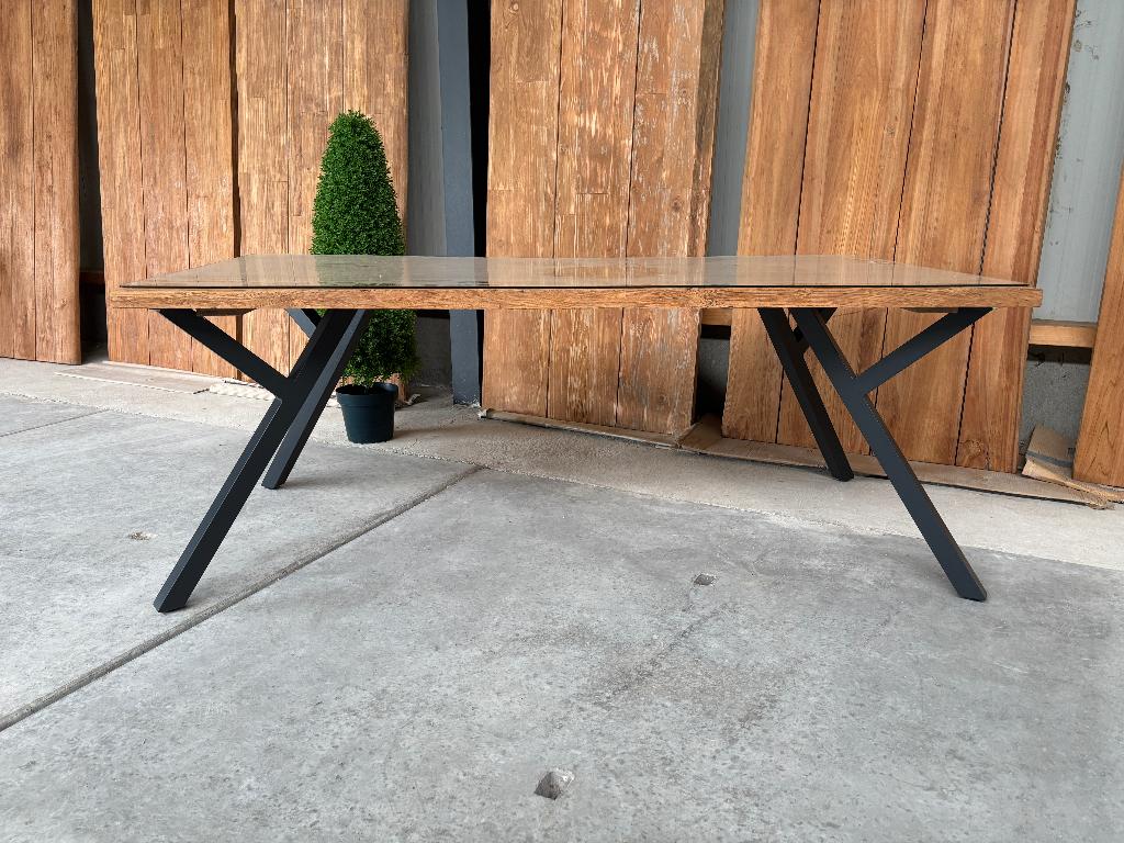 Tuintafel Alba 200cm | Rustiek teak | Y-poot zwart, Ophalen, Nieuw, Rechthoekig, Teakhout