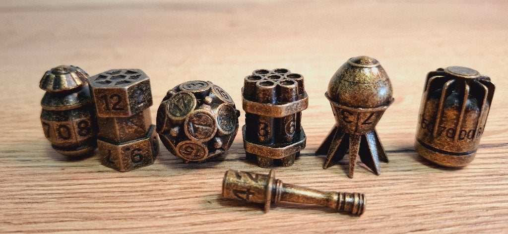 Unieke metalen D&D dice set: tik tik Boom