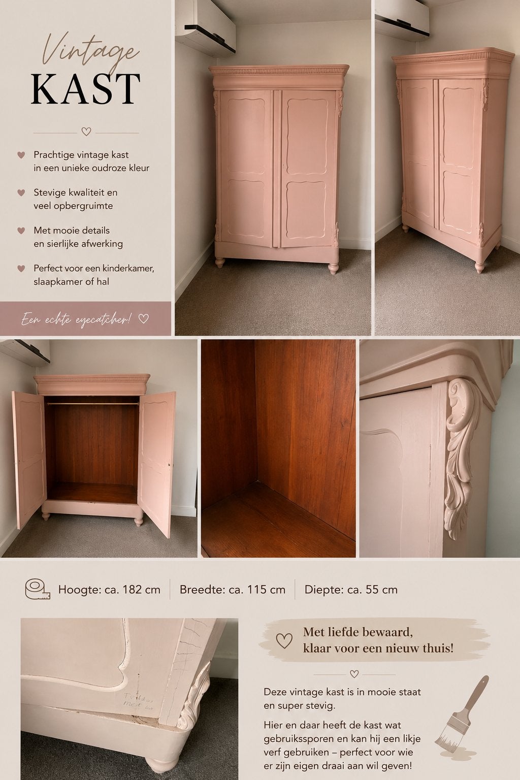 Prachtige vintage Biedermeier kast, Antiek en Kunst, Ophalen