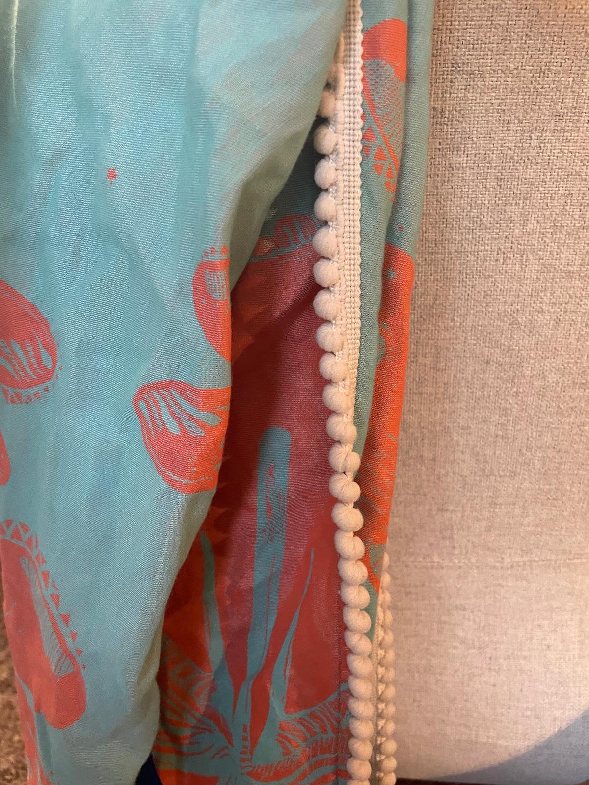 Sjaa Pom Amsterdam oranje/ turquoise, Kleding | Dames, Ophalen of Verzenden, Zo goed als nieuw, Sjaal
