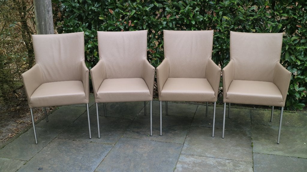 Bert Plantagie Arc leren stoelen., Huis en Inrichting, Stoelen, Ophalen, Overige kleuren, Leer, Zo goed als nieuw