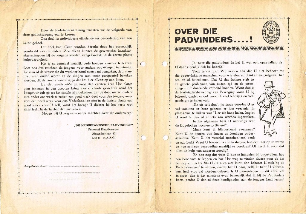 scouting Brochure OVER DIE PADVINDERS ...! Nat.Hoofdkwartier, Verzamelen, Verzenden, Gebruikt, Boek of Tijdschrift