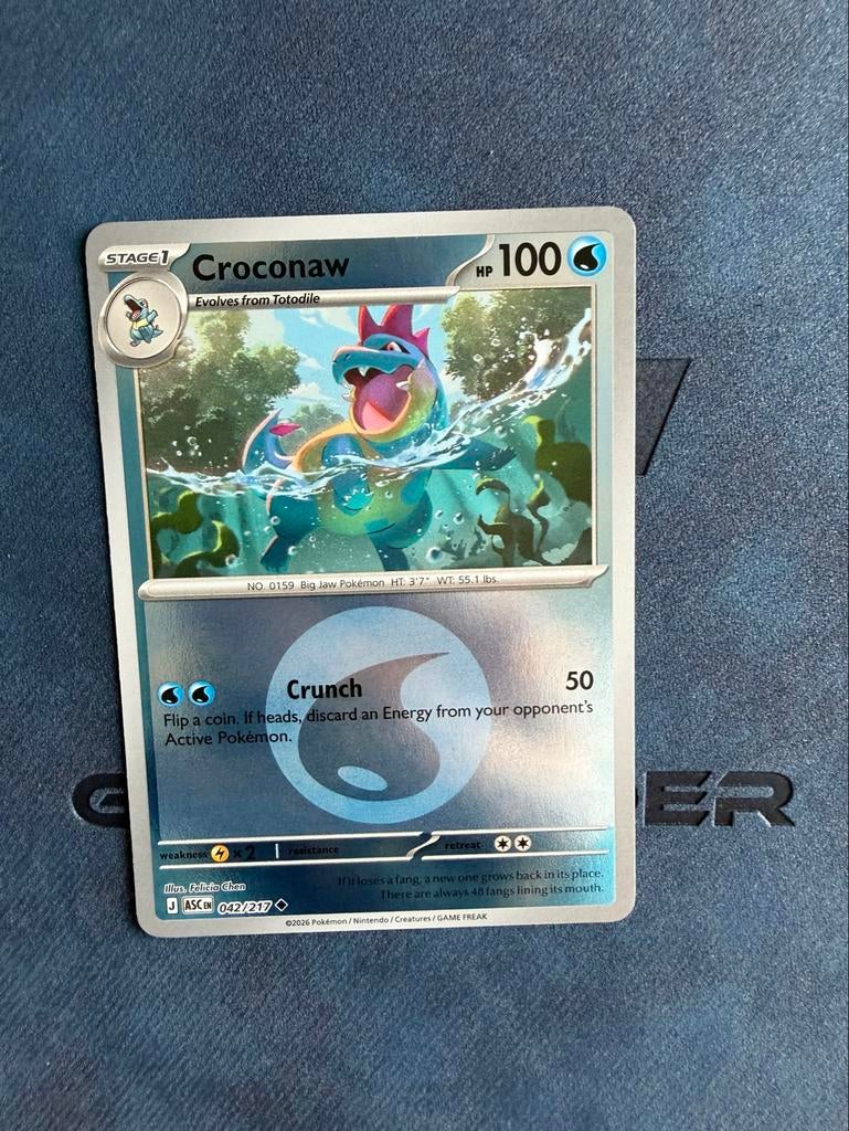 Croconaw 042/217 Reverse Holo - Pokemon Ascended Heroes, Ophalen of Verzenden, Zo goed als nieuw, Losse kaart, Foil