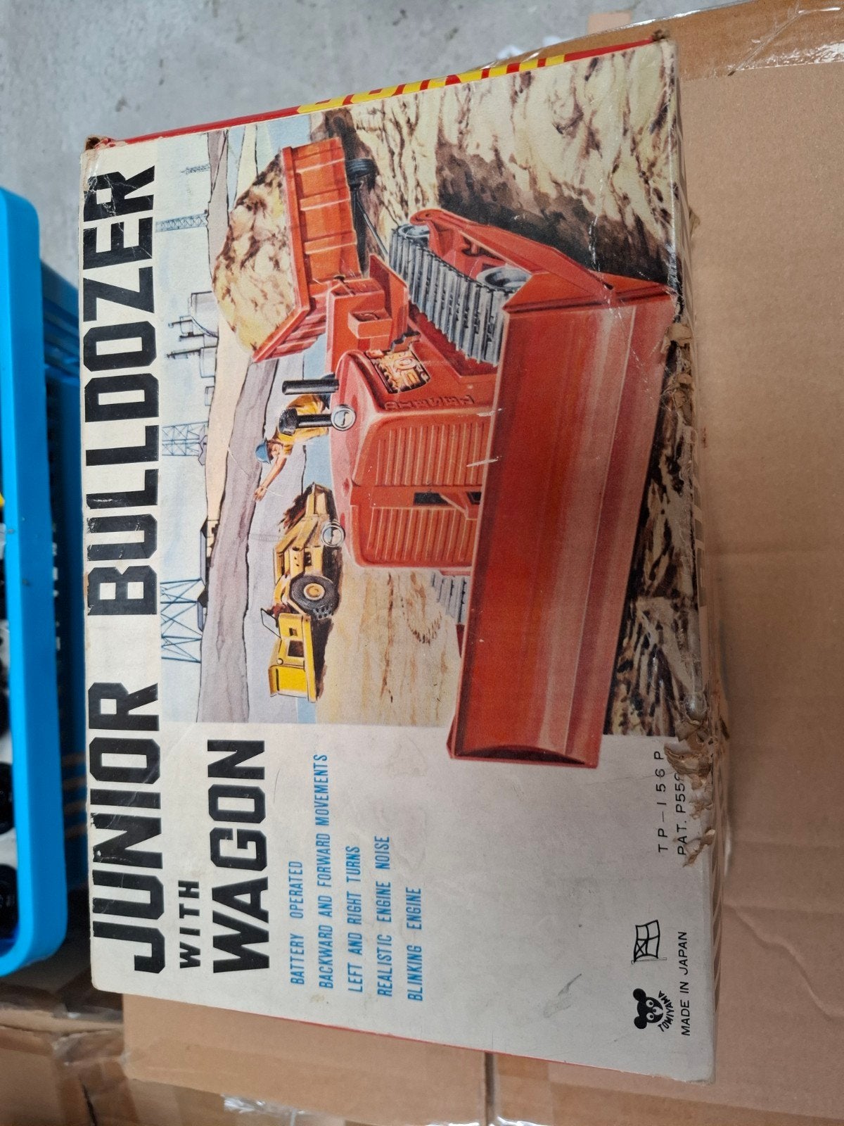 Vintage Junior Bulldozer met Wagon - Batterij Aangedreven, Ophalen of Verzenden