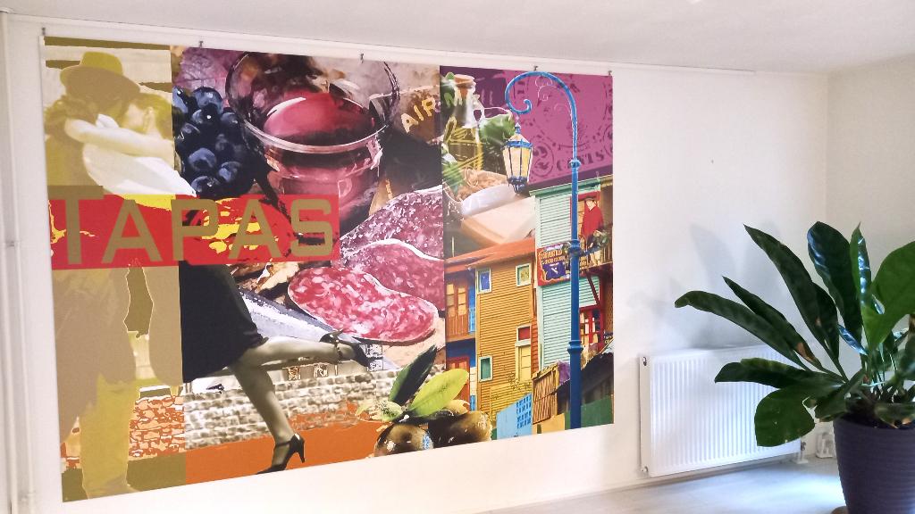 Unieke wanddecoratie – afbeelding TAPAS – 200x300 cm, Ophalen, Zo goed als nieuw