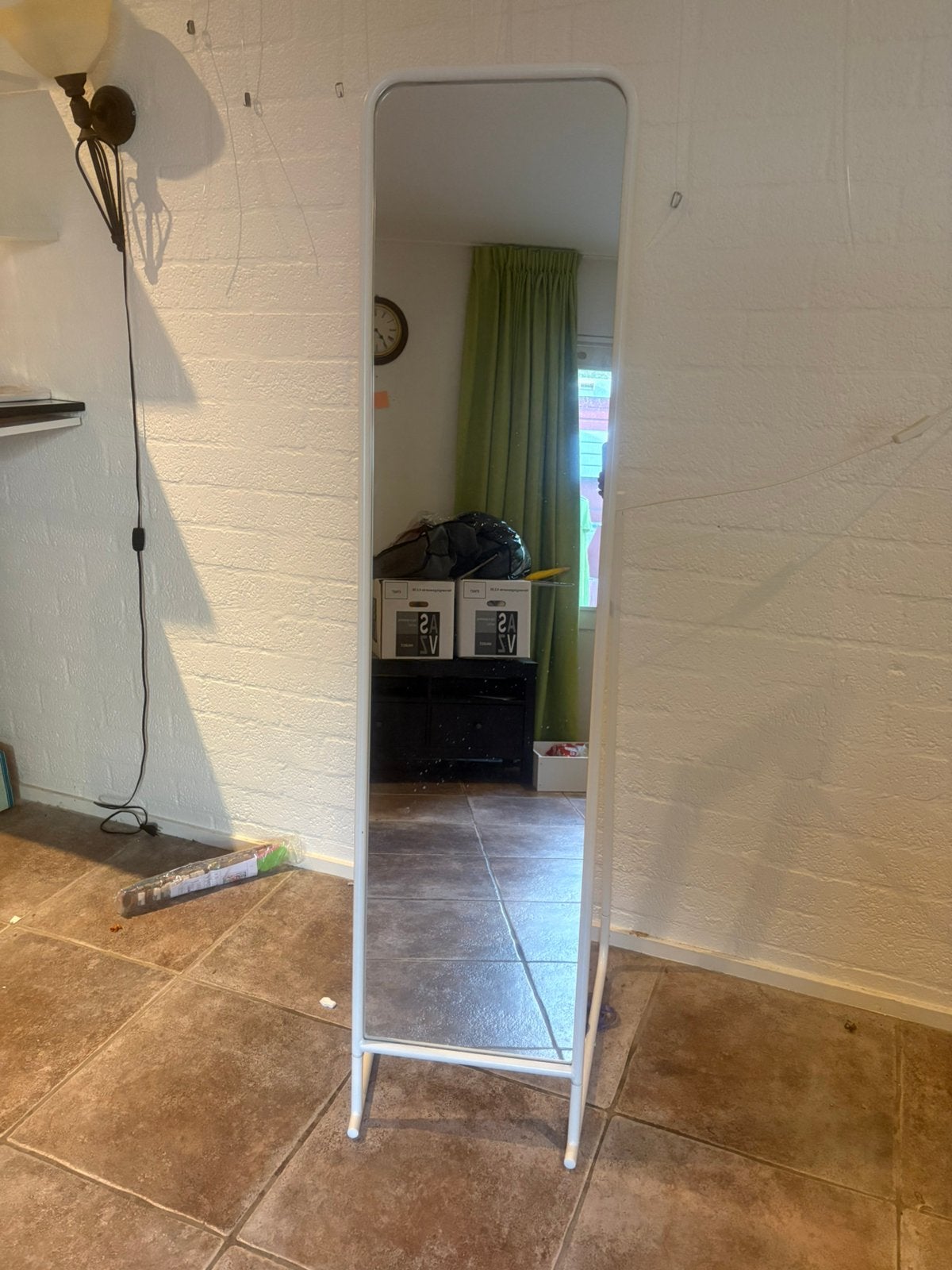 IKEA KNAPPER passpiegel wit, Huis en Inrichting, Woonaccessoires | Spiegels, Ophalen, Minder dan 50 cm, Zo goed als nieuw, 150 tot 200 cm