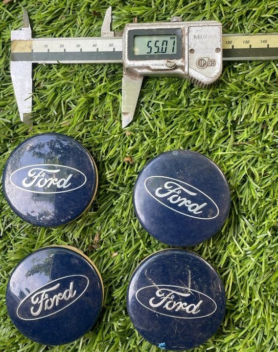 55mm blauwe Ford naafdoppen - Set van 4, Ophalen of Verzenden, Gebruikt