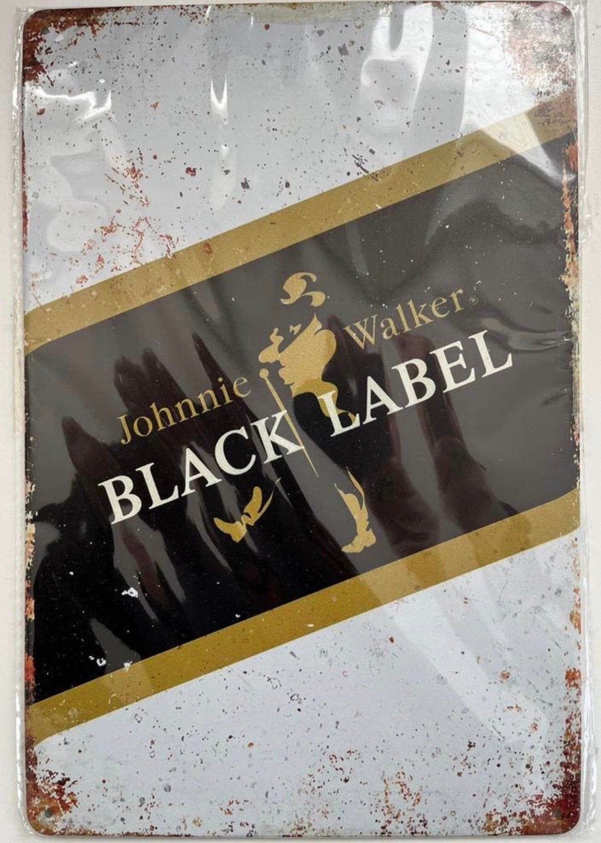Johnnie Walker black label whisky metalen wandbord 20x30 cm, Ophalen of Verzenden, Zo goed als nieuw, Reclamebord