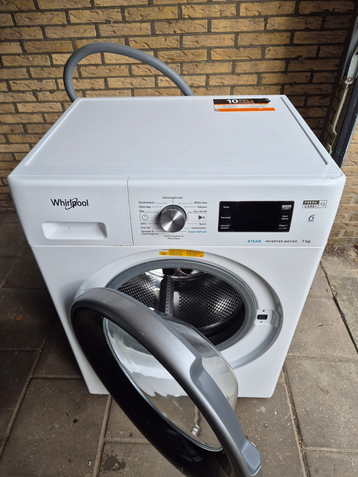 Whirlpool 7kg Wasmachine - Inverter Motor, Gebruikt, Voorlader, 85 tot 90 cm, 1200 tot 1600 toeren