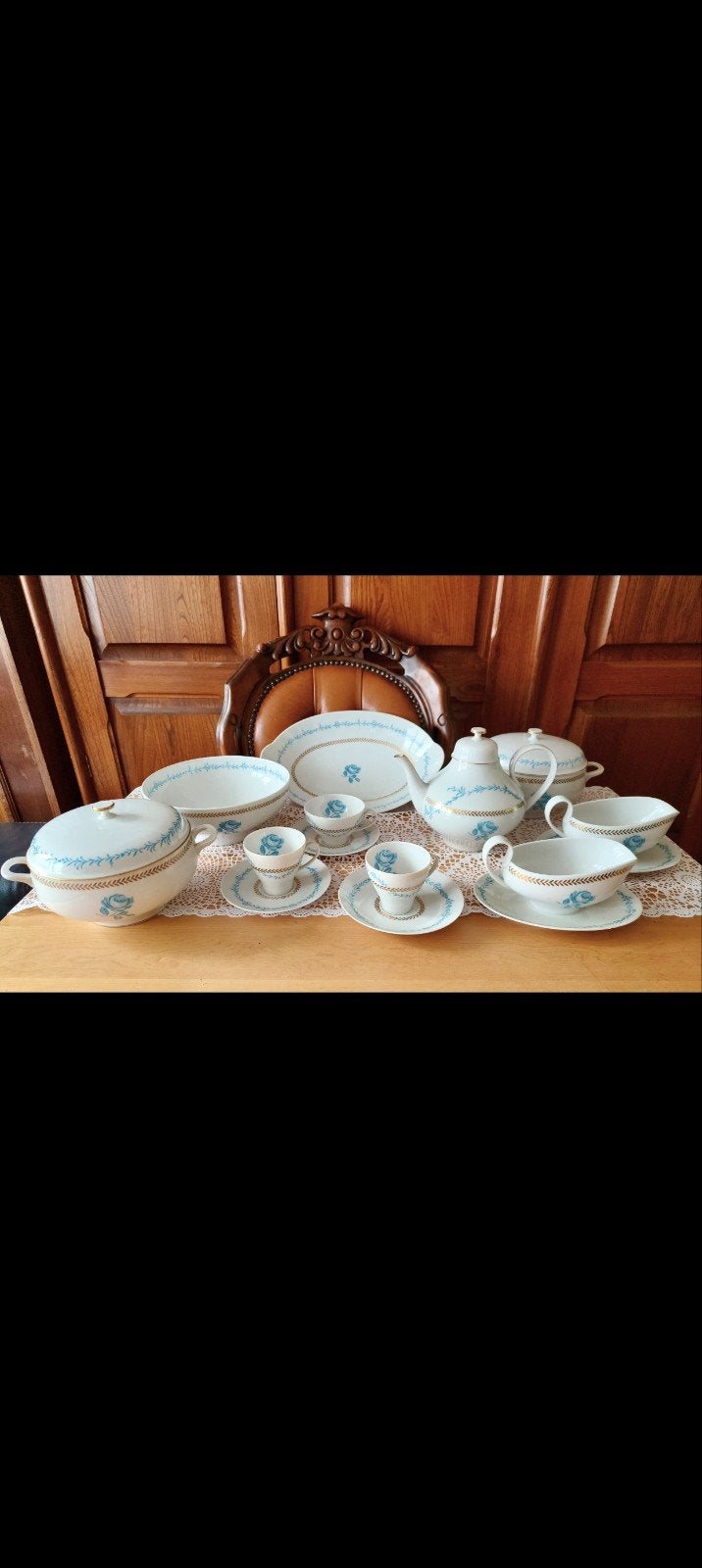 Vintage Tirschenreuth Bavaria Servies - Blauw/Goud, Gebruikt, Overige merken, Klassiek, Ophalen of Verzenden