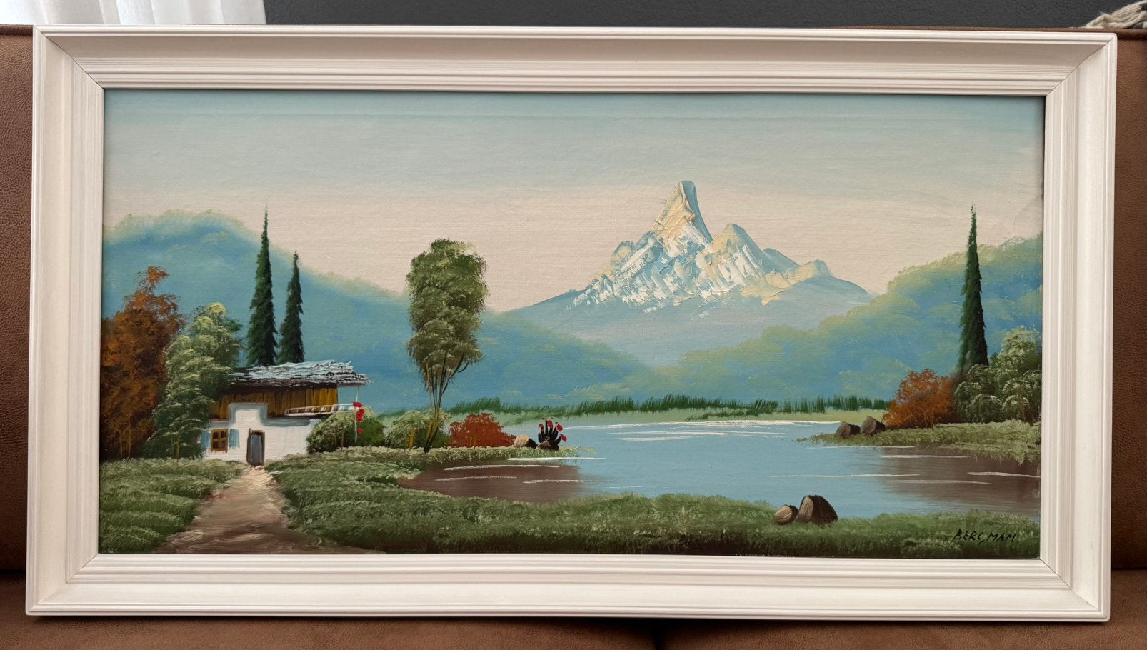 Groot olieverfschilderij Alpenlandschap –gesigneerd Bergman, Ophalen of Verzenden