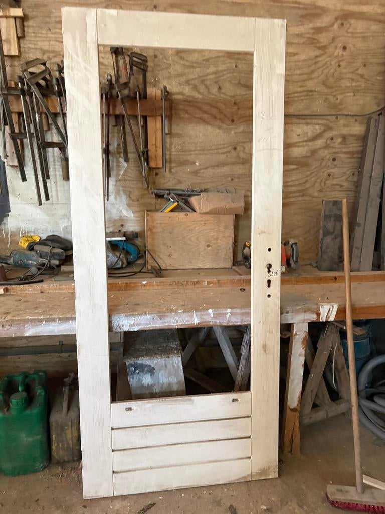 Houten buitendeur (achter)  met borstwering 93x211.5, Gebruikt, 80 tot 100 cm, Binnendeur, Ophalen of Verzenden