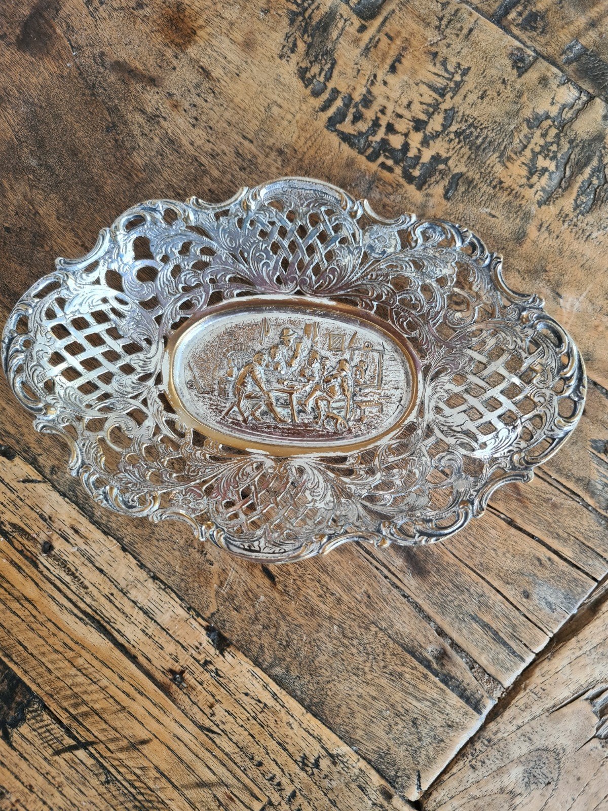 Verzilverd, opengewerkt, mandje/schaaltje., Ophalen of Verzenden