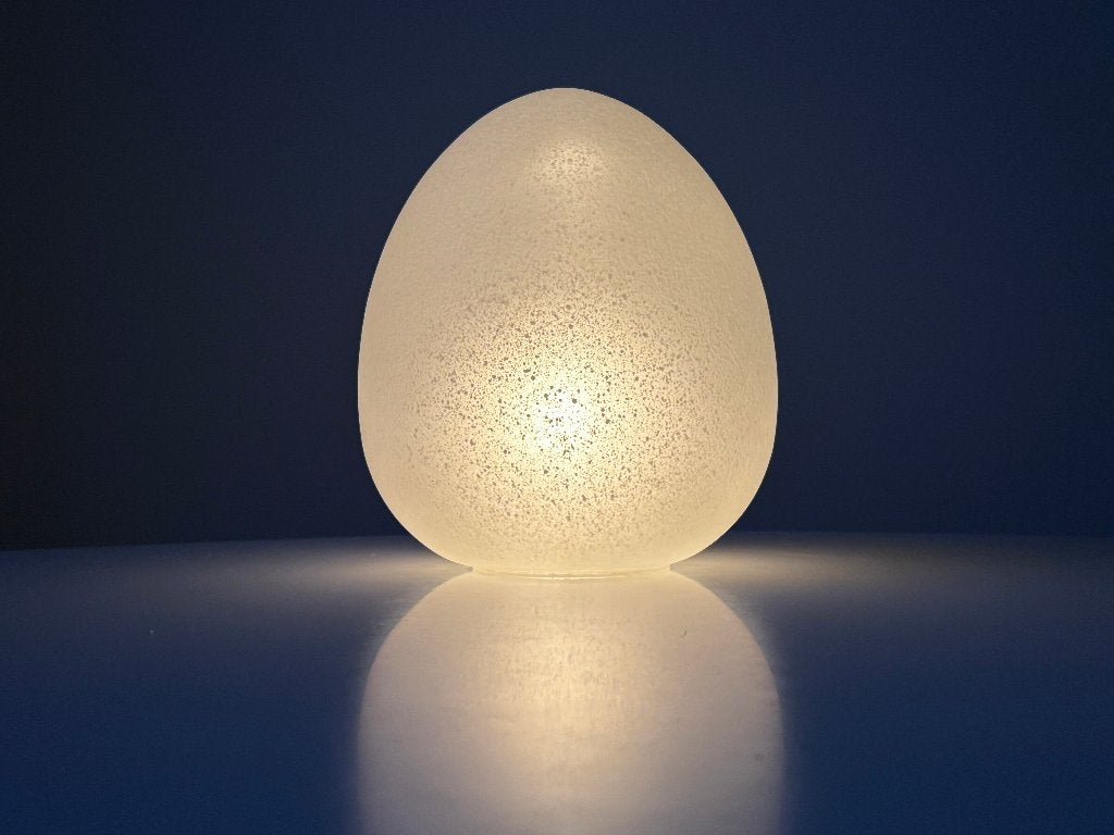 Vintage frosted glazen ei egg tafellamp sfeerlamp, Huis en Inrichting, Gebruikt, Vintage, Wit, Ophalen of Verzenden