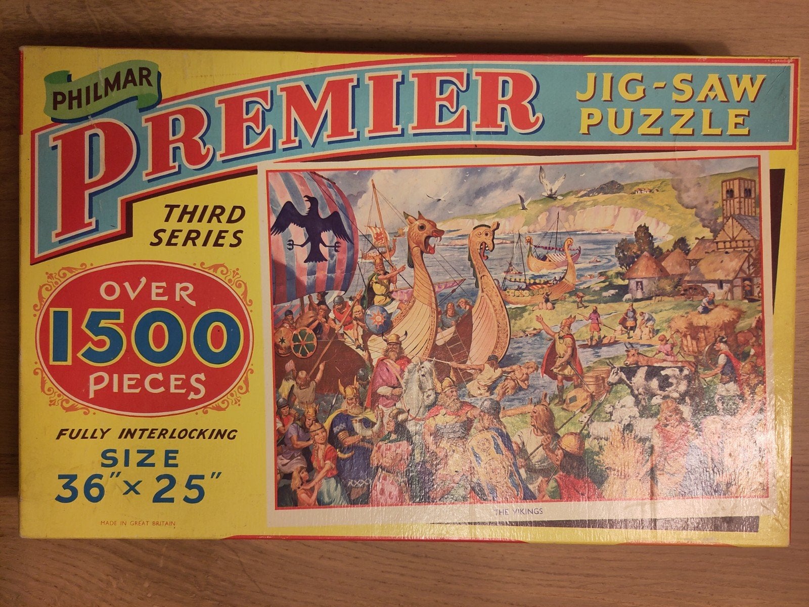 Vintage Philmar Premier Legpuzzel De Vikingen 1500+ stukjes, Ophalen of Verzenden, Meer dan 1500 stukjes, Gebruikt, Legpuzzel