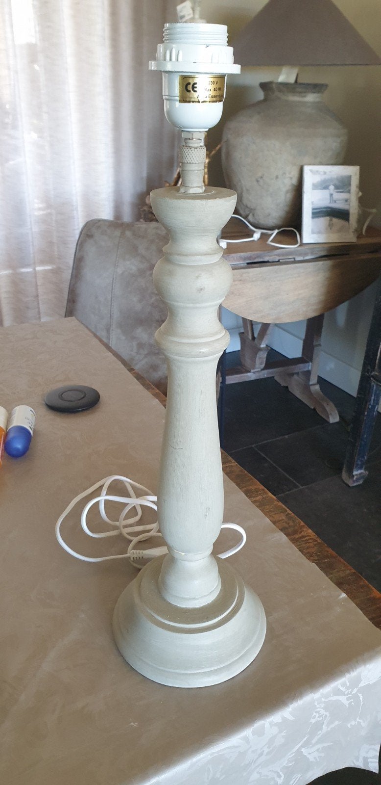 aura peeperkorn, lamp, h 50 cm, lichtgrijs, 47 cm, Zo goed als nieuw, Landelijk, Hout